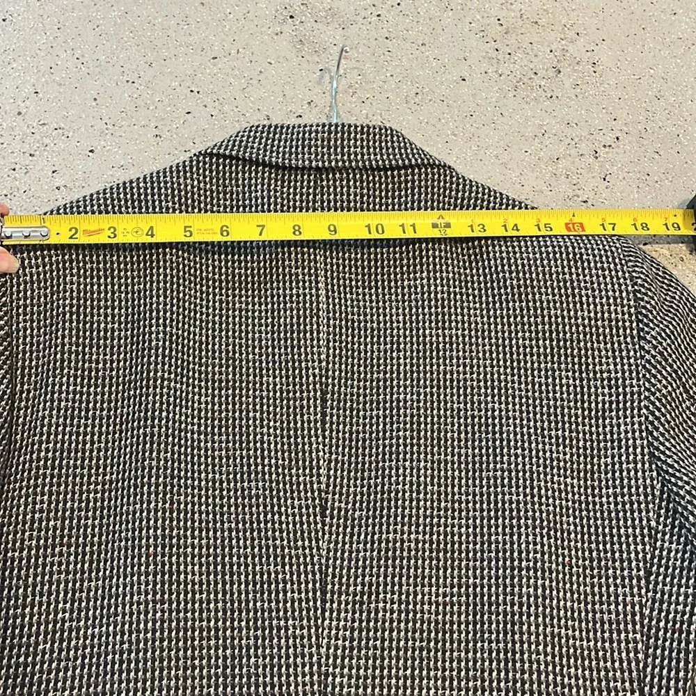 VINTAGE BANNER MENS TWEED BLAZER JACKET GRAY BLACK WHITE SIZE 40R